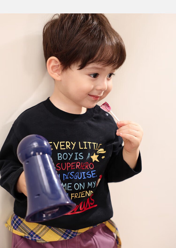 LUSON Little O Dad Boys' Baby Long Sleeve T-Shirt Spring Autumn 2025 New White Letter Cute Infant Top 11